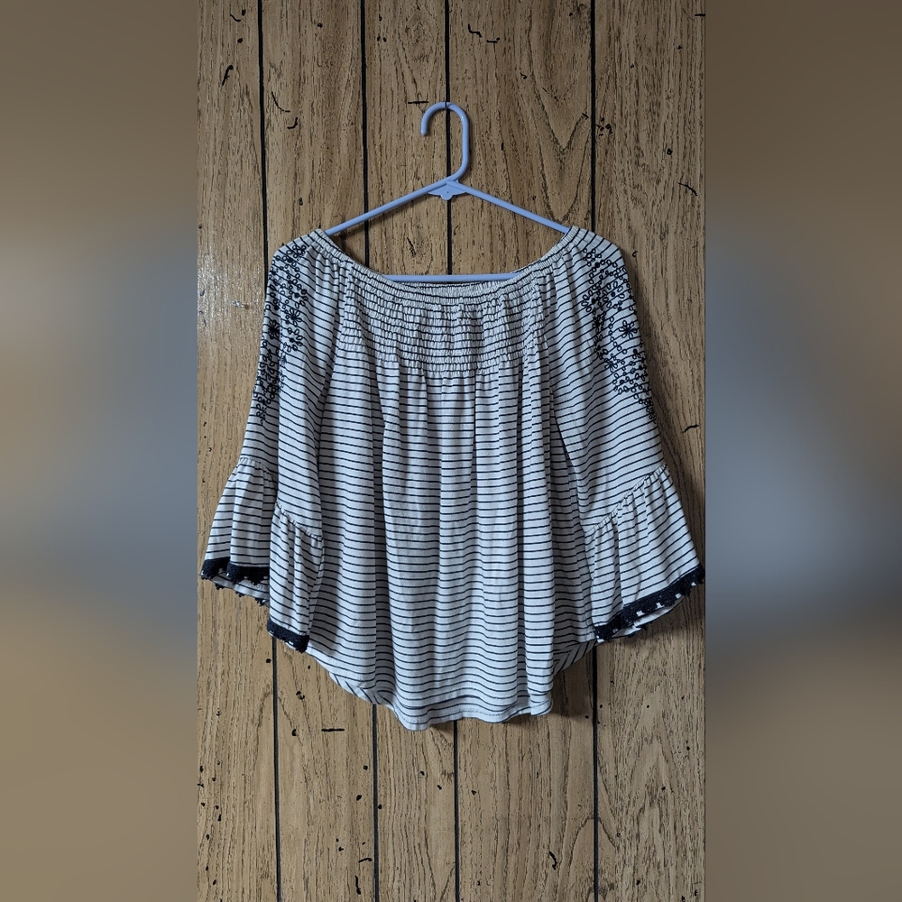 Maurice's Embroidered Sleeve Smocked Top